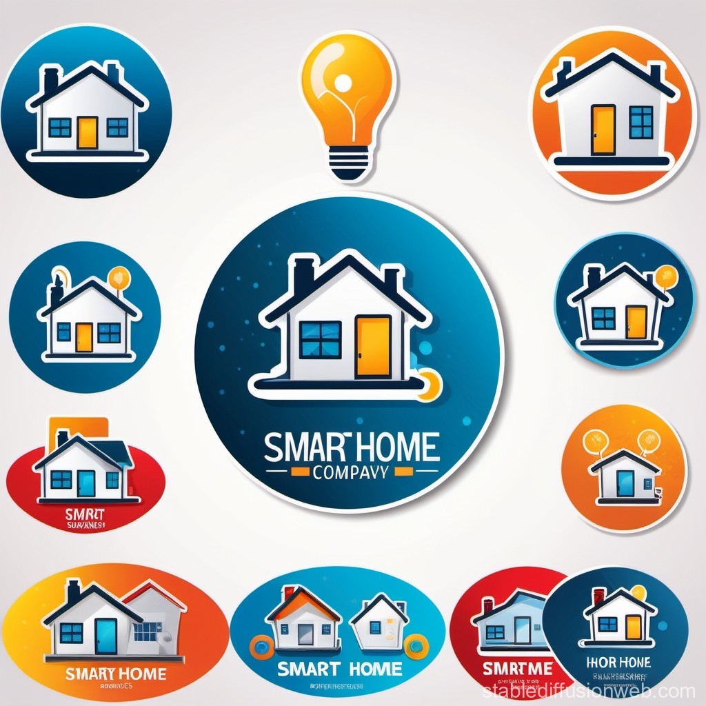 Smart Home Company Logo Collection with Light Bulb Icon