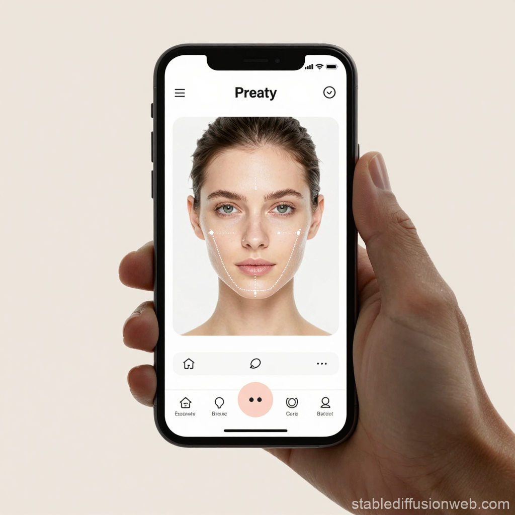 Smartphone Beauty App Facial Analysis Interface