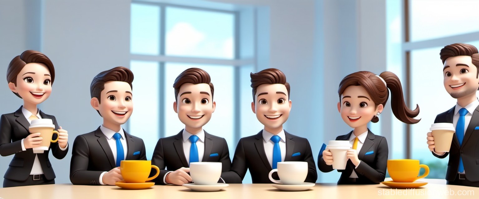 Smiling Business Team Enjoying Coffee Break