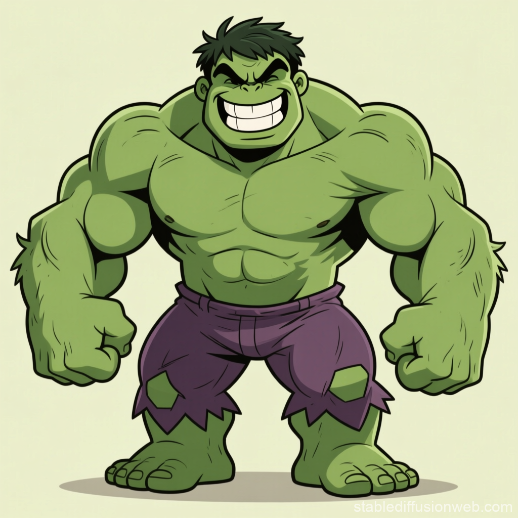 Smiling Cartoon Hulk with Laid-Back Pose