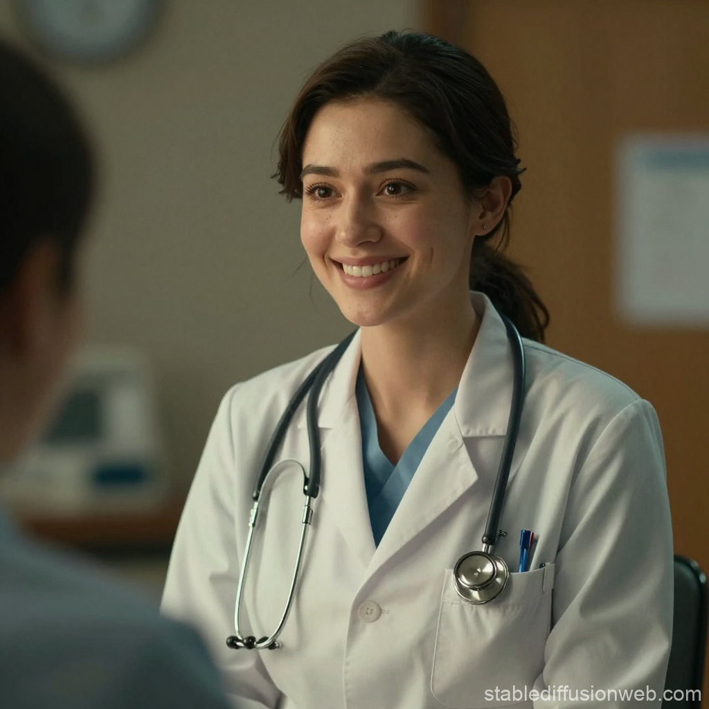 Smiling Female Doctor with Stethoscope in Medical Office