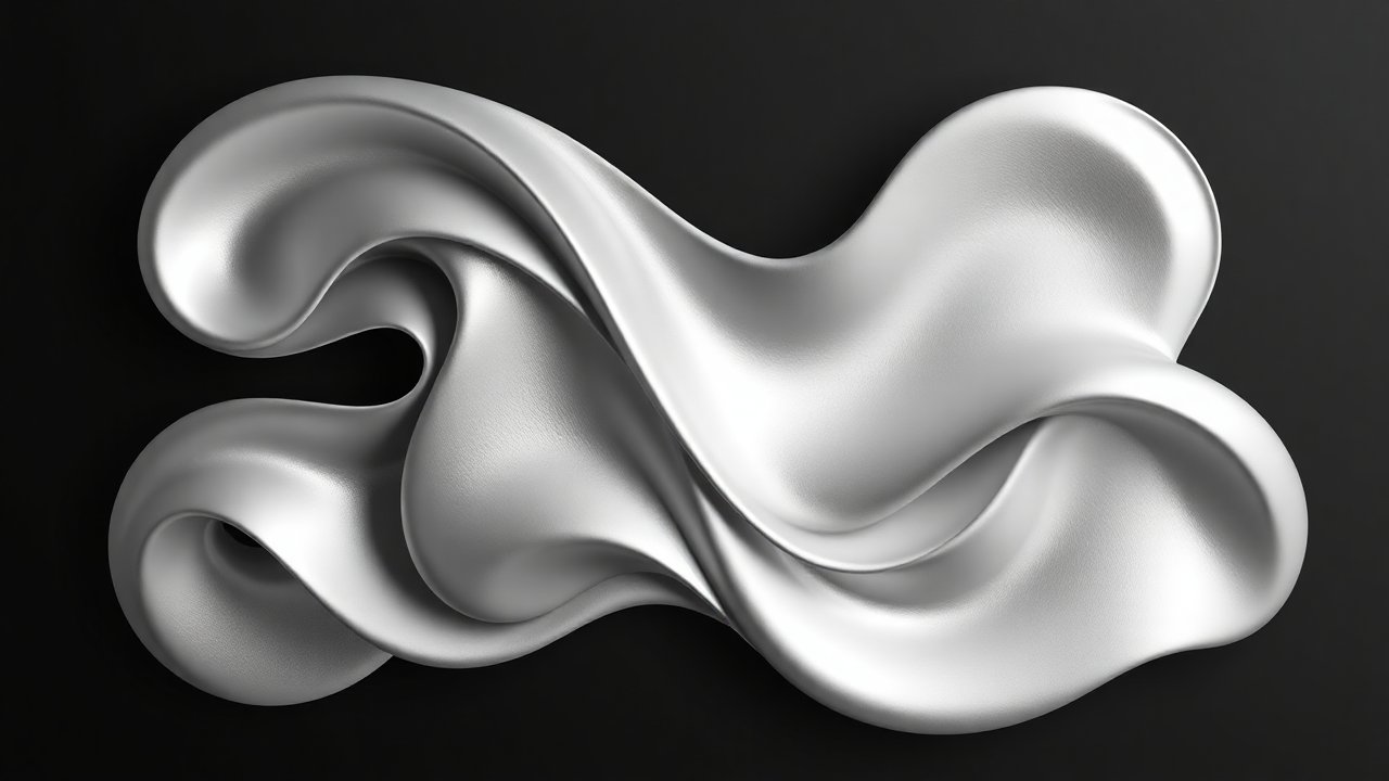 Smooth Metallic Abstract Sculpture in Silver