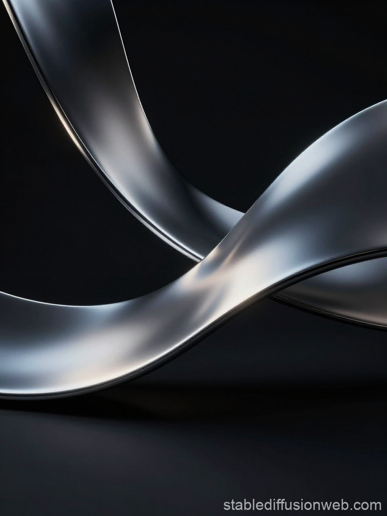 Smooth Metallic Ribbons on Dark Background