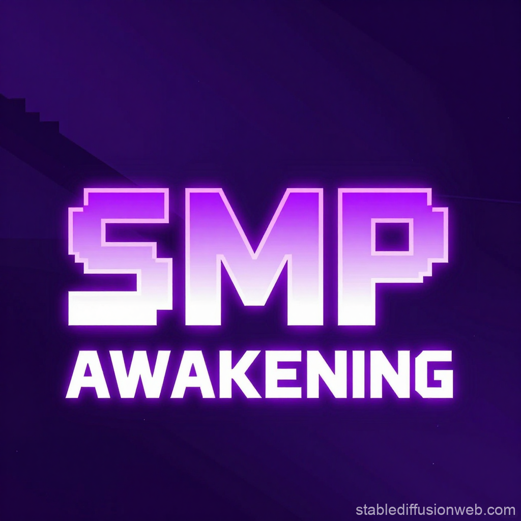 SMP Awakening Neon Pixel Art Logo