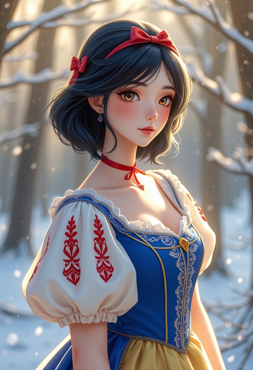 Snow White in Winter Forest Portrait