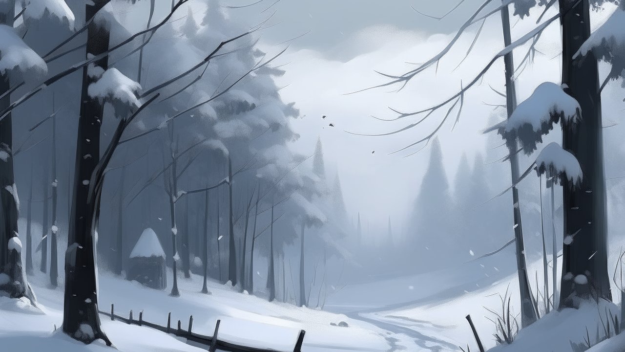 Snowy Forest Path in Winter