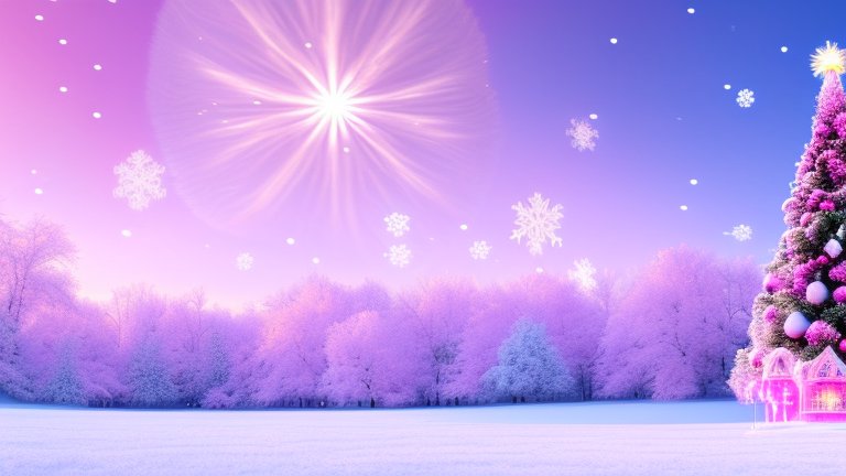 Snowy Pink Fantasy Castle with Christmas Tree