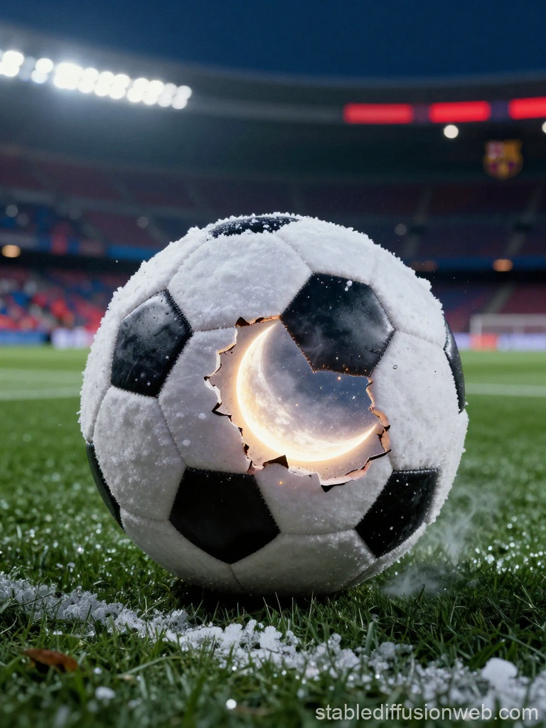 Soccer Ball with a Glowing Crescent Moon Inside