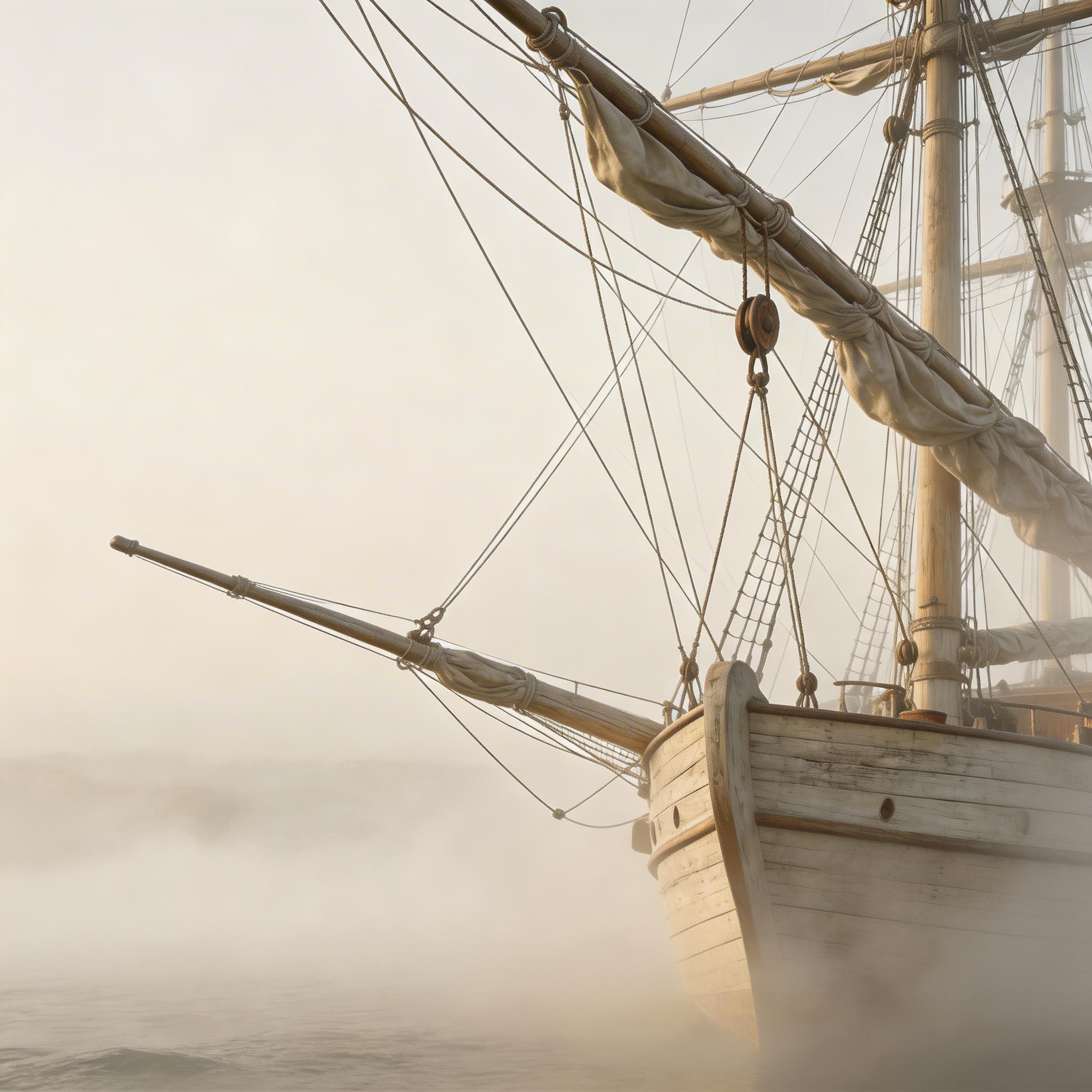 Soft Atmospheric View of a Classic Wooden Sailing Ship