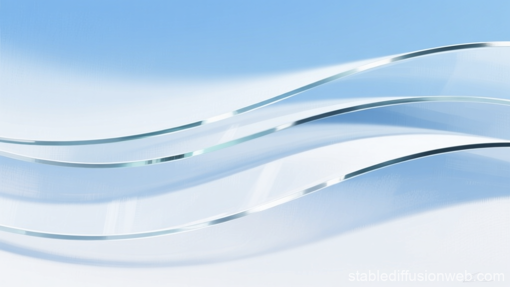 Soft Glass Abstract Waves on Light Blue Background