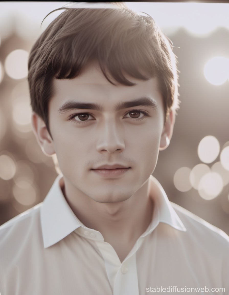 Soft Portrait of a Young Man with Warm Bokeh Background