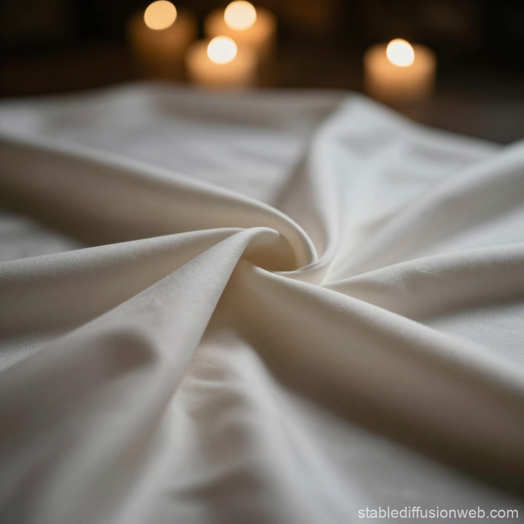 Soft White Fabric with Warm Candlelight Glow