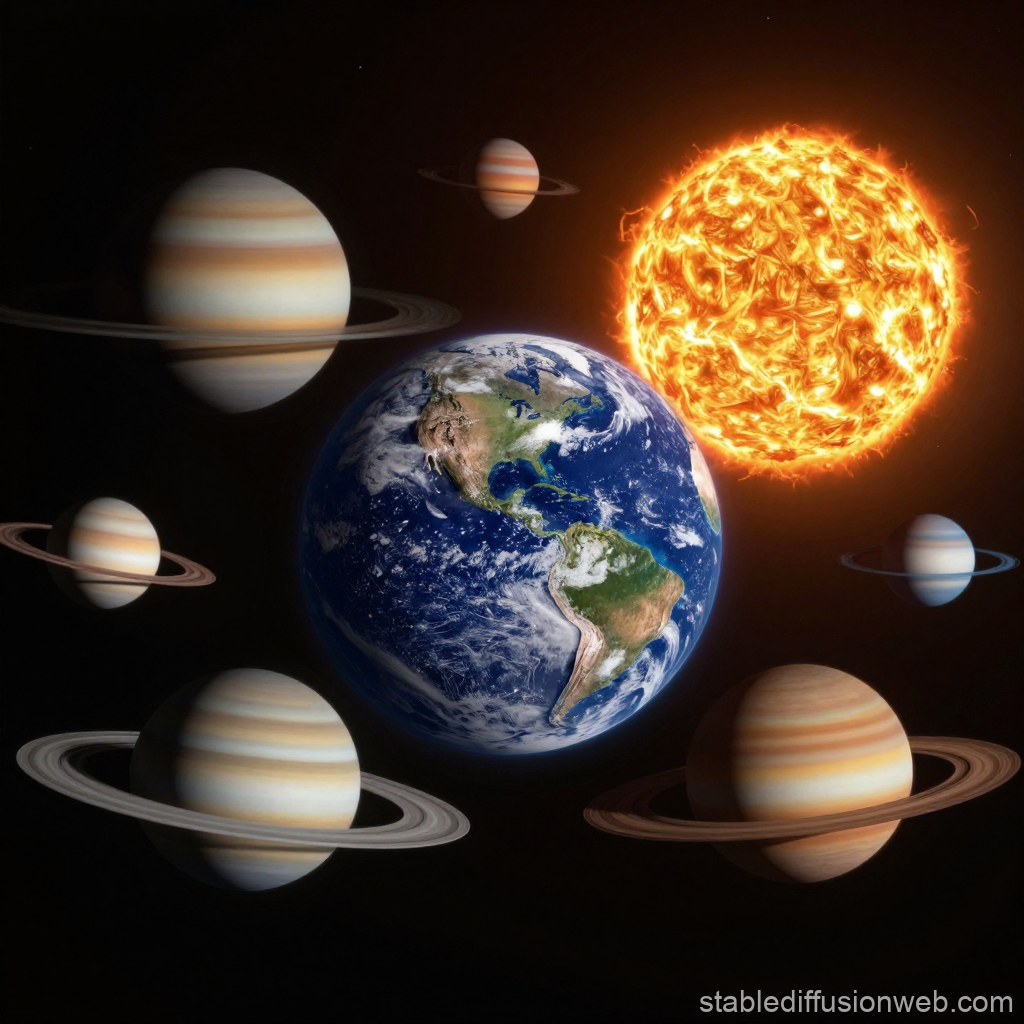 Solar System with Multiple Saturn-like Planets and Earth