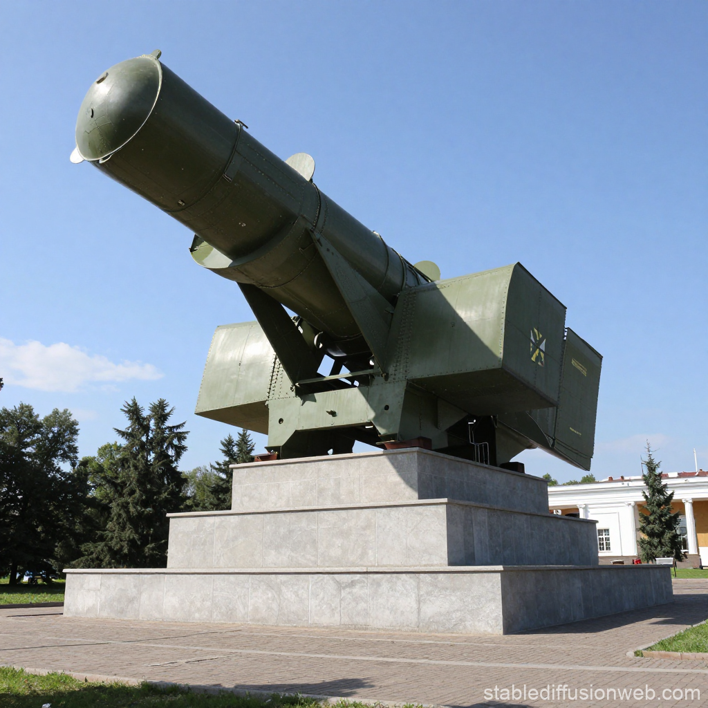 Soviet Nuclear Missile Monument on Pedestal