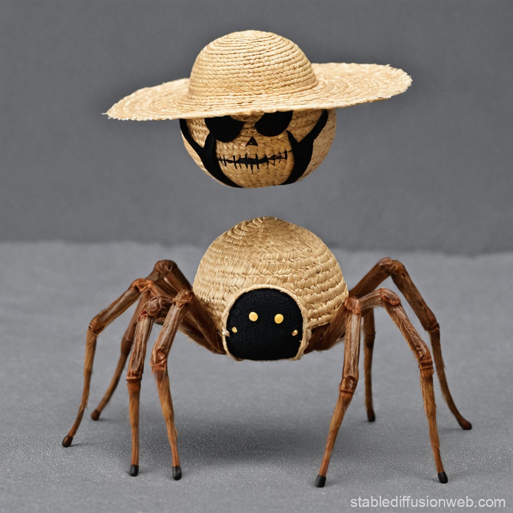Spider with Straw Hat and Skull Face