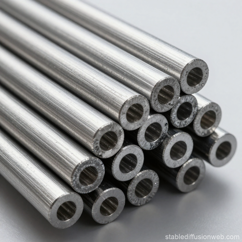 Stack of Polished Hollow Steel Rods