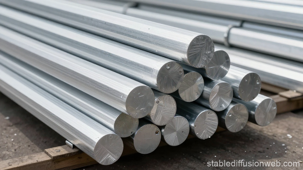 Stacked Aluminum Billets Ready for Manufacturing