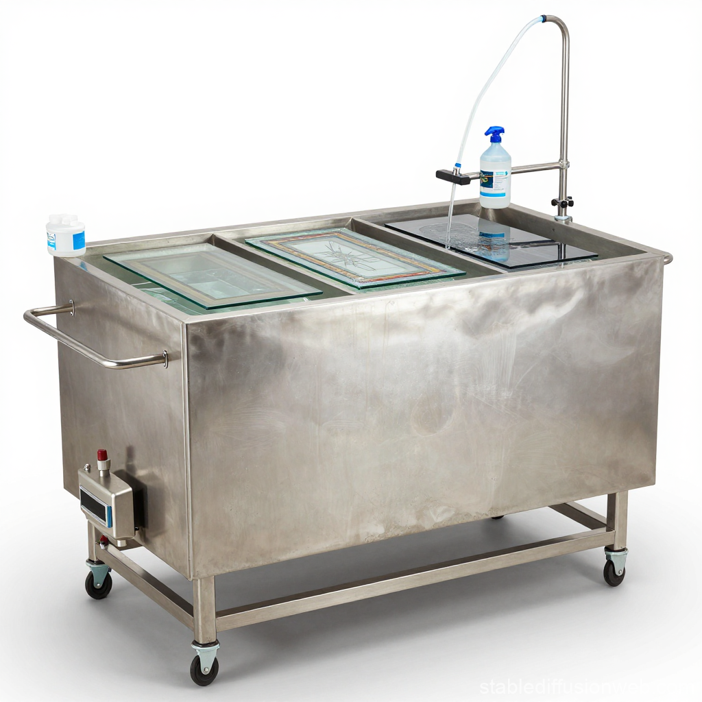 Stainless Steel Glass Cleaning Station with Water Flow