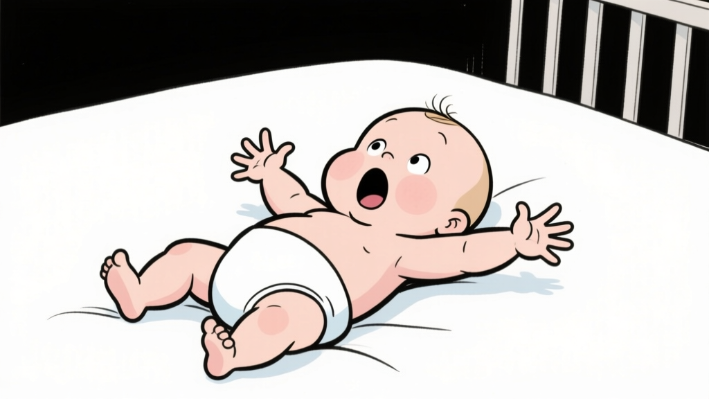 Startled Baby Lying in Crib