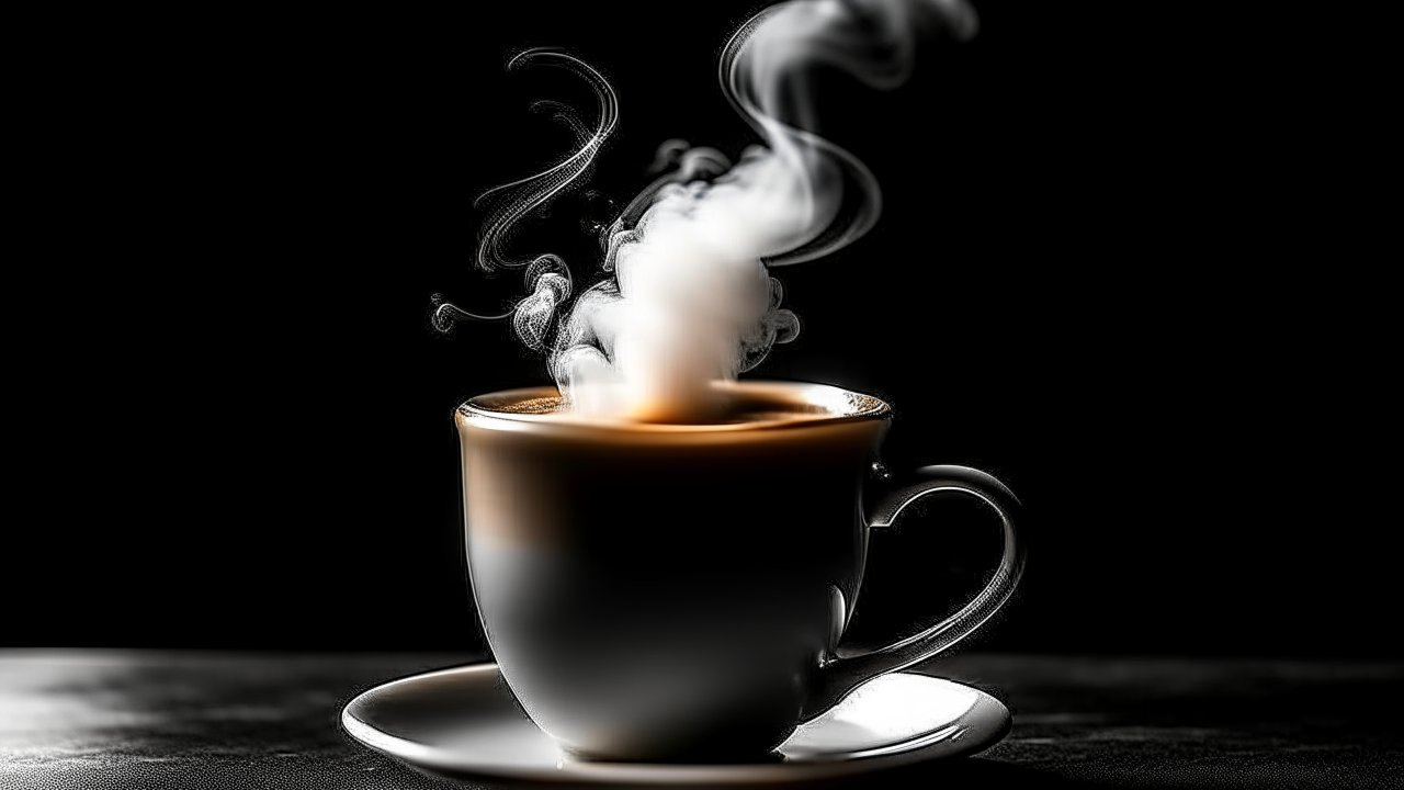 Steaming Hot Coffee Cup on Dark Background