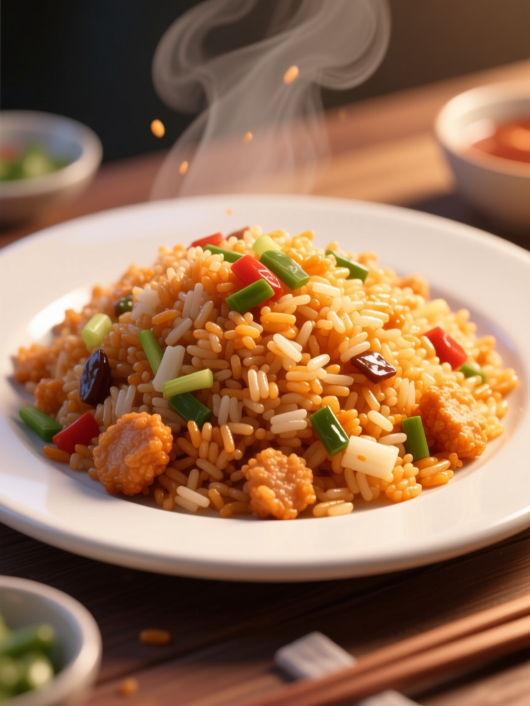 Steaming Korean Fried Rice with Vegetables