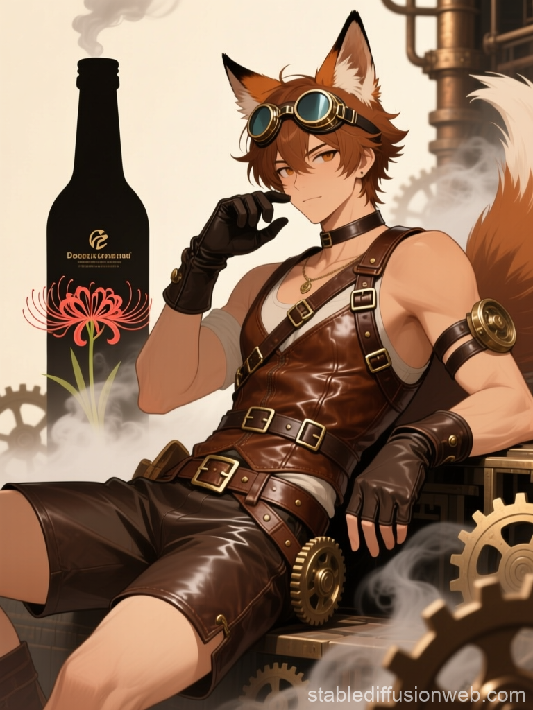 Steampunk Anime Adventurer with Fox Ears and Goggles