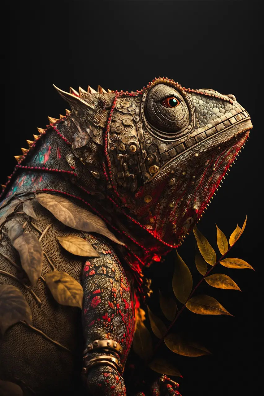 Steampunk Chameleon with Intricate Mechanical Details