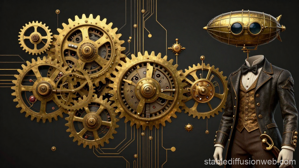 Steampunk Gentleman with Intricate Clockwork Gears