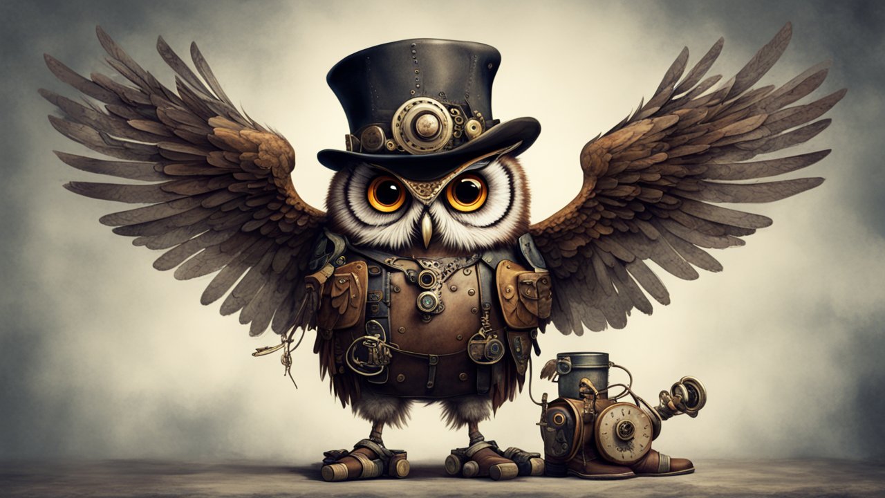 Steampunk Owl with Mechanical Accessories