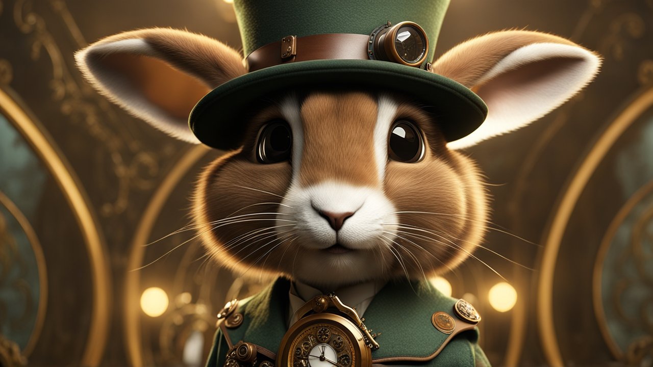 Steampunk Rabbit in Elegant Attire with Pocket Watch