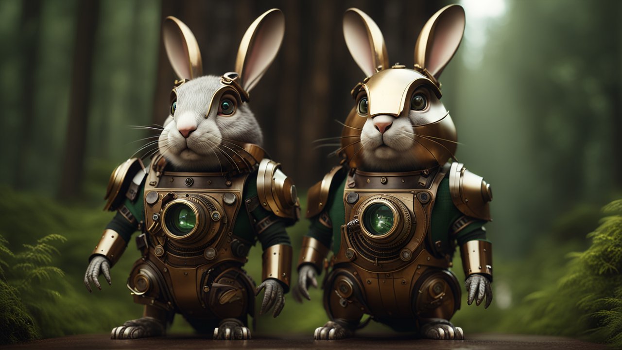Steampunk Rabbits in Intricate Mechanical Armor