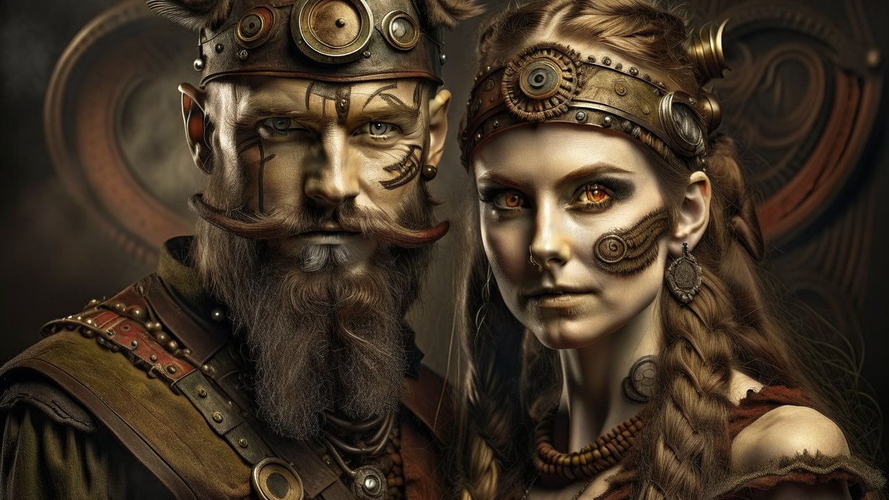Steampunk Viking Warriors with Mechanical Details