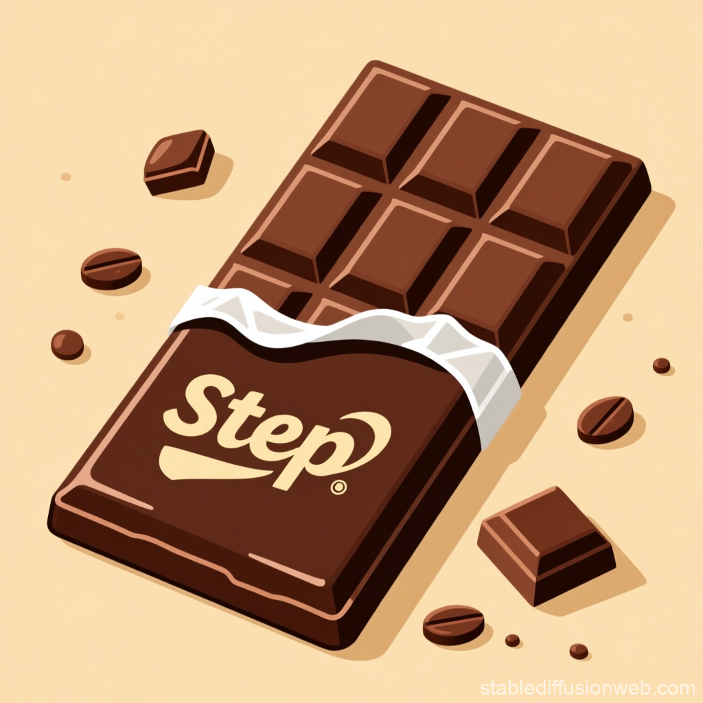 Step Chocolate Bar with Coffee Beans Illustration