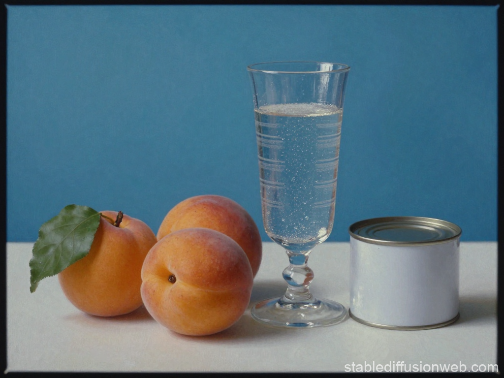 Still Life with Peaches, Glass, and Tin Can