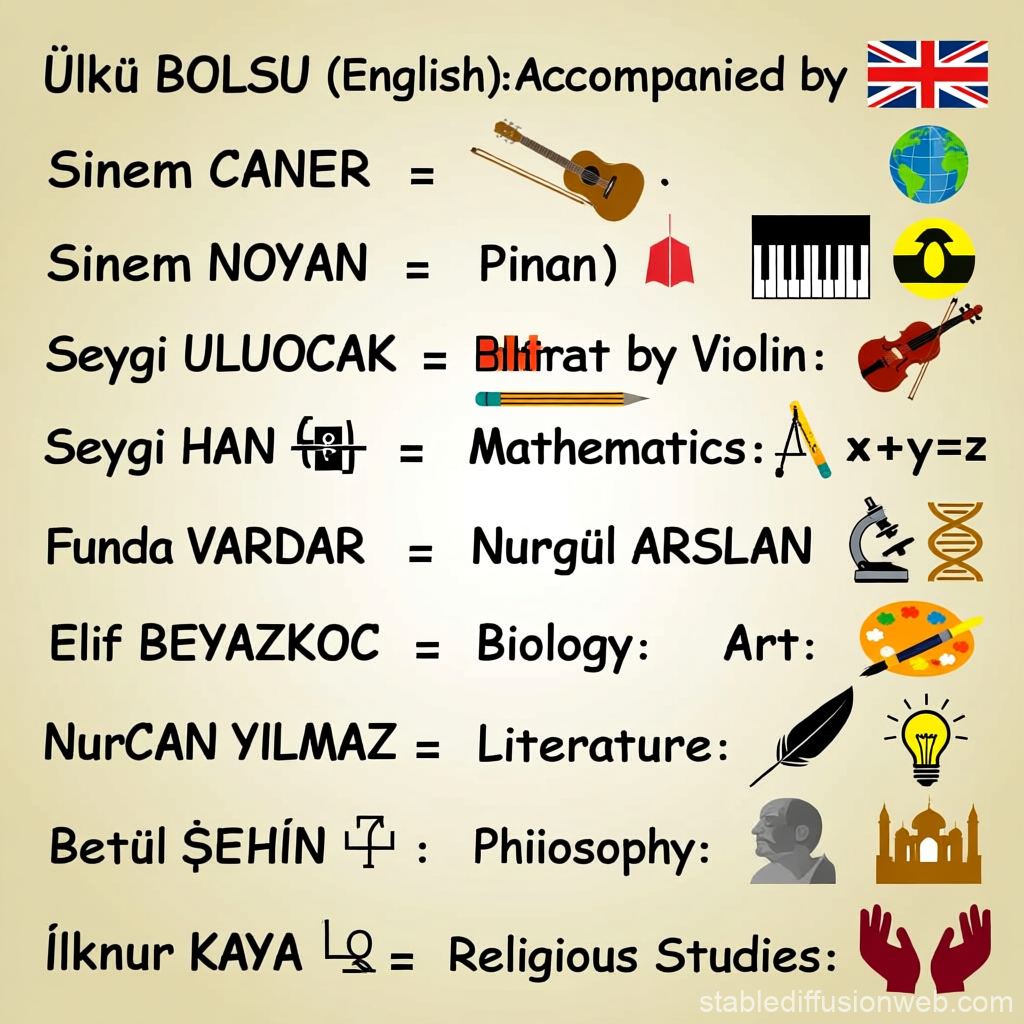 Student Names with Field Symbols and Subjects