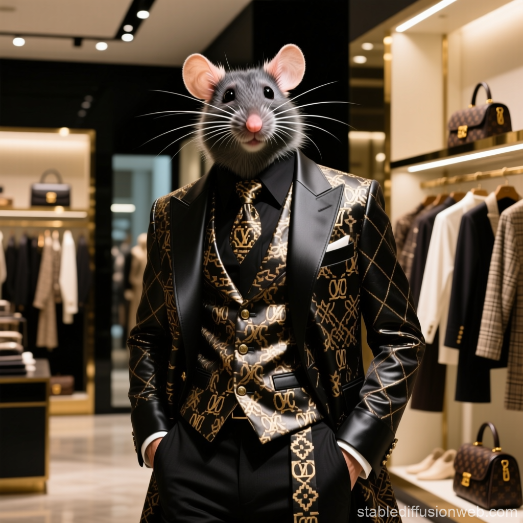 Stylish Anthropomorphic Rat in Luxurious Designer Suit