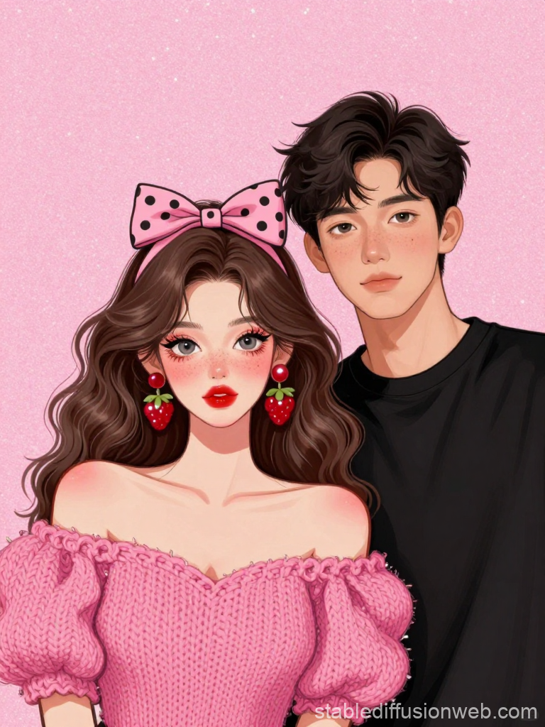 Stylish Couple Portrait with Pink Theme
