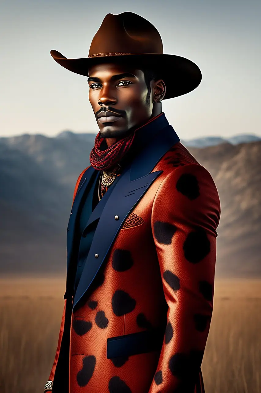Stylish Cowboy in Patterned Jacket and Hat