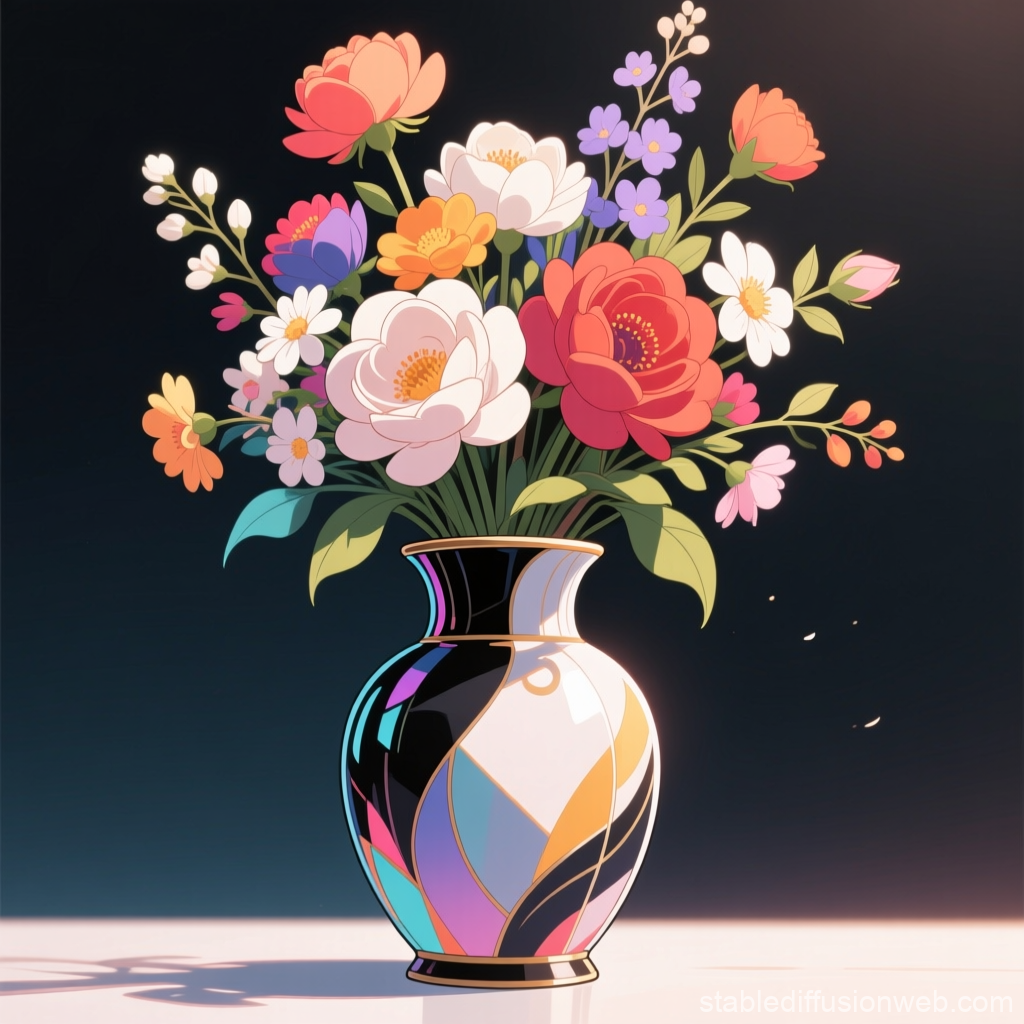 Stylish Vase with Colorful Bouquet