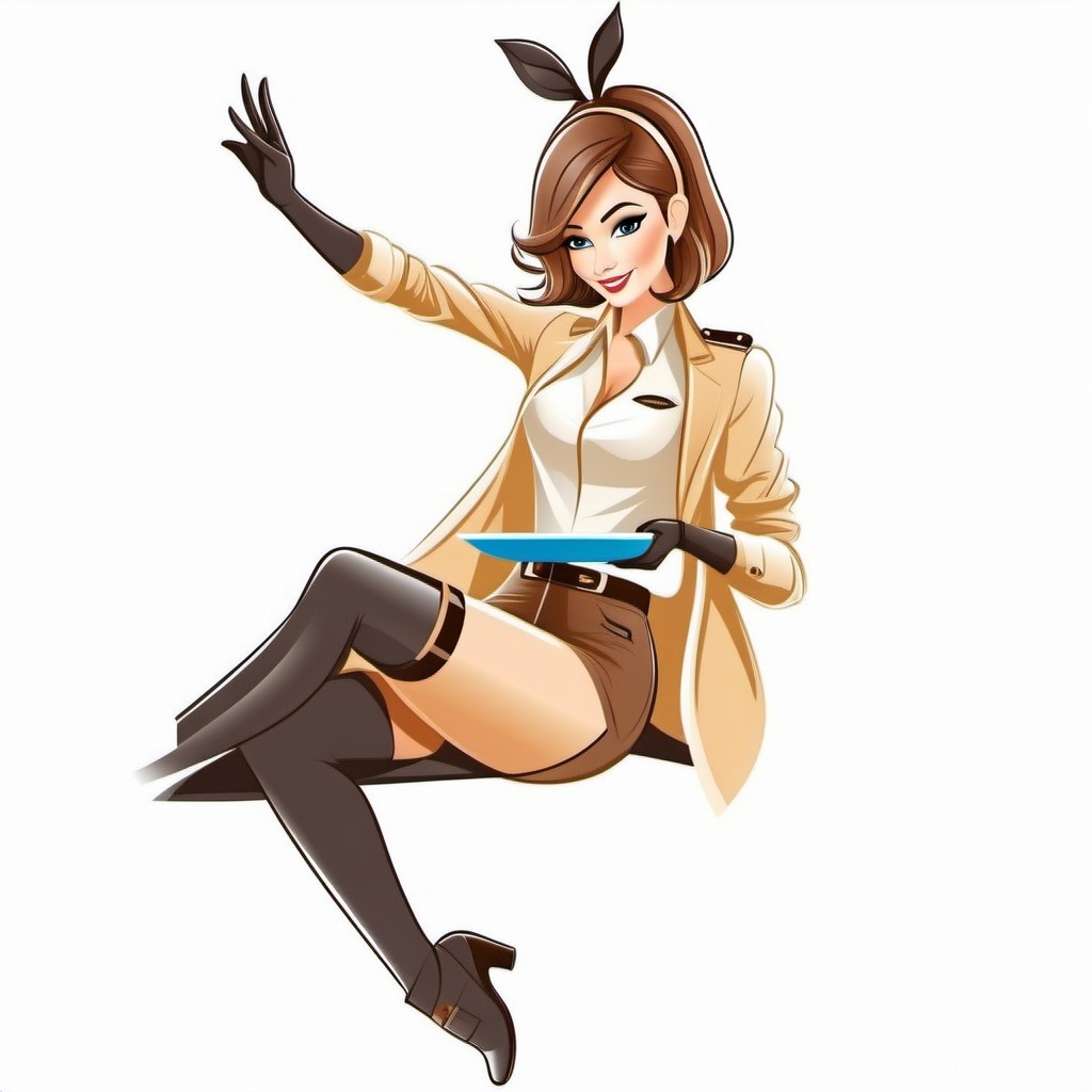 Stylish Woman in Beige Outfit Holding a Blue Plate