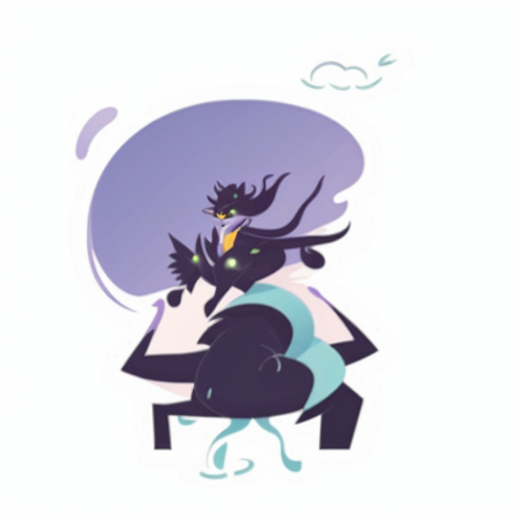 Stylized Abstract Creature with Flowing Elements