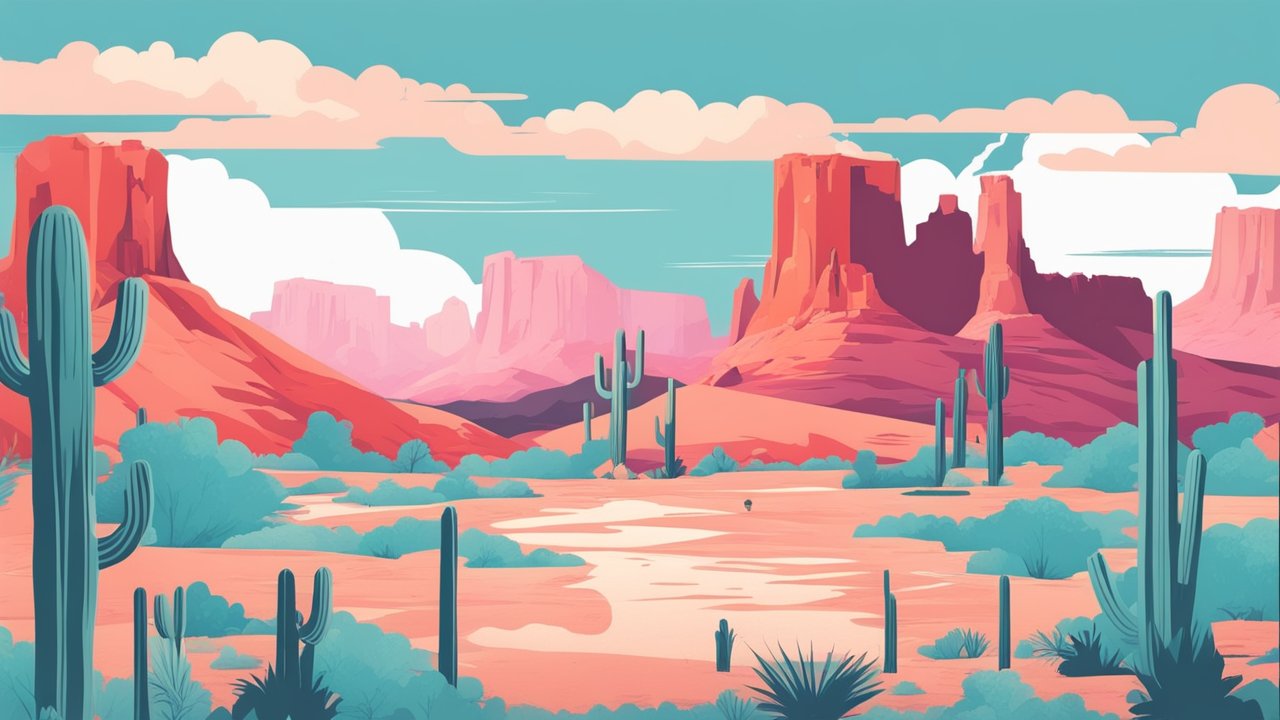 Stylized Arizona Sky Island Desert Landscape