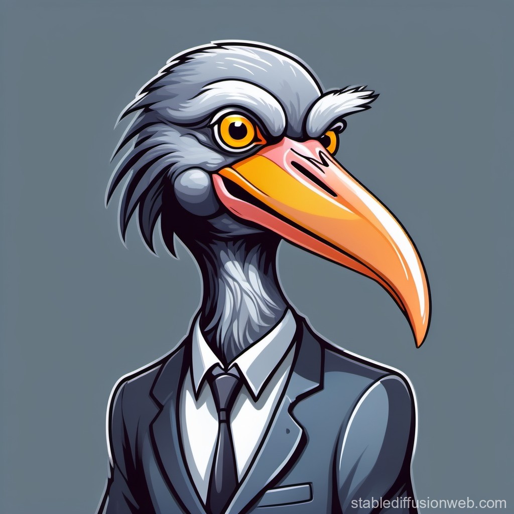 Stylized Bird Character in Business Suit