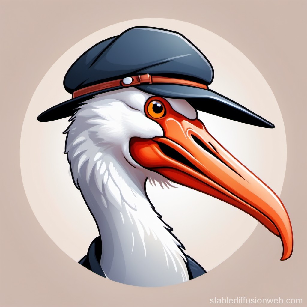 Stylized Bird Portrait Wearing a Hat