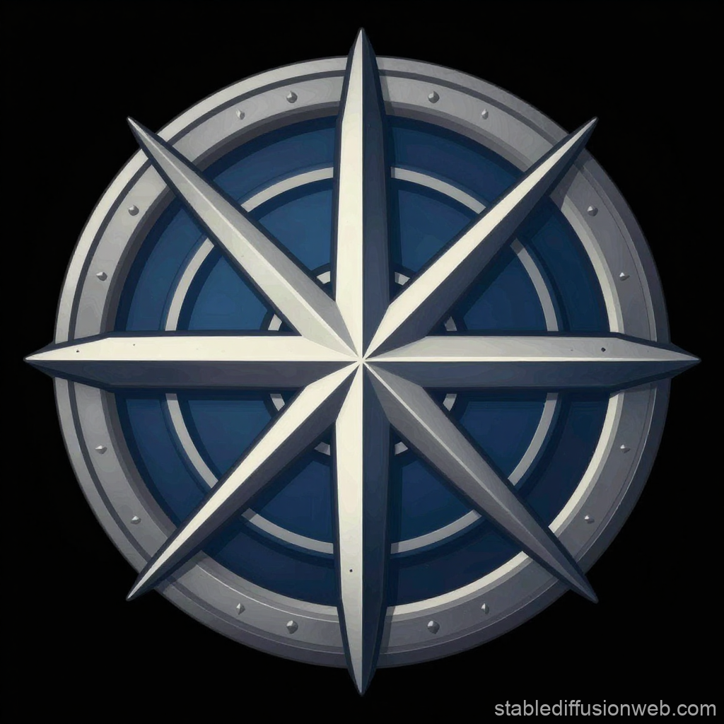 Stylized Eight-Pointed Star Emblem with Metallic Finish