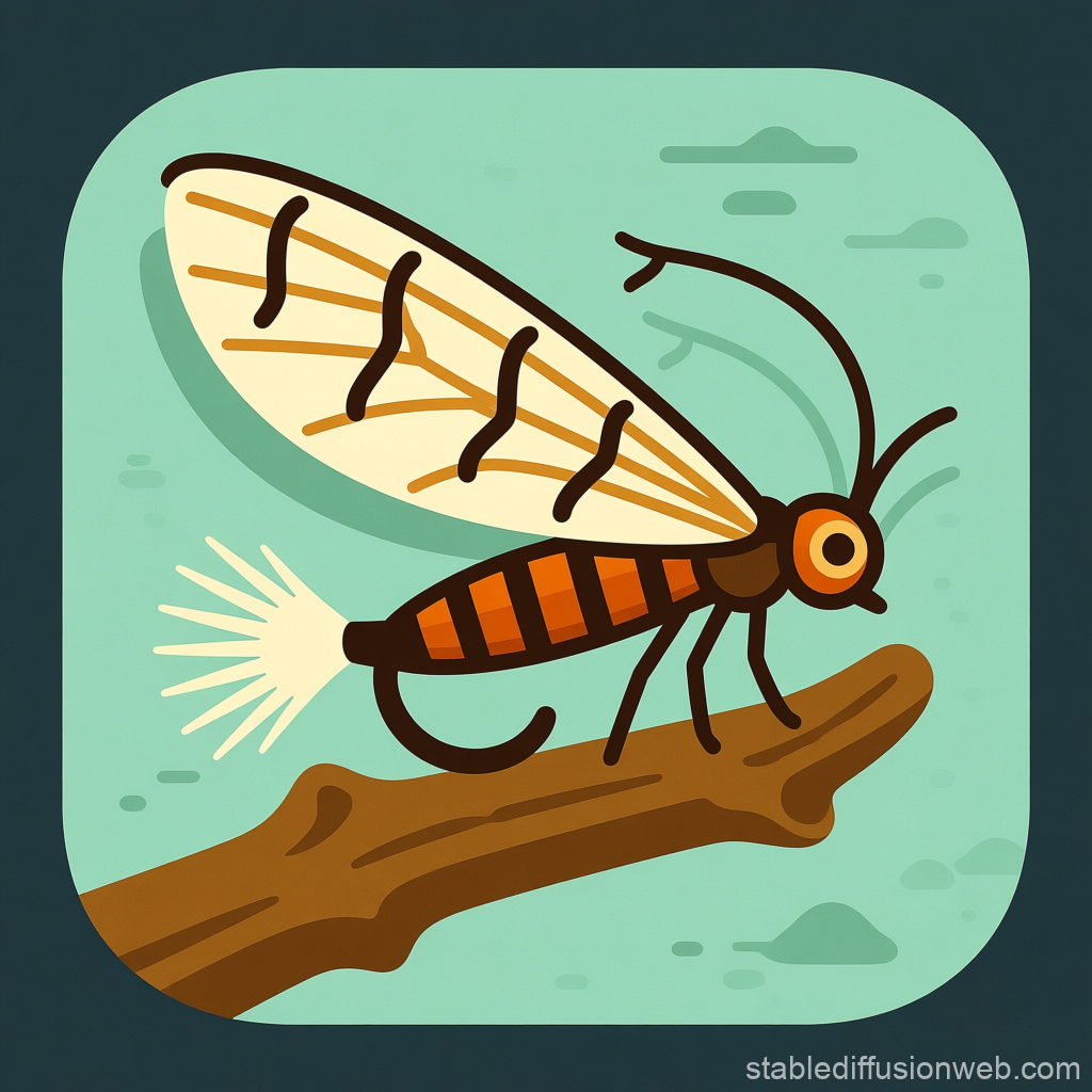 Stylized Elk Hair Caddis Fly Illustration