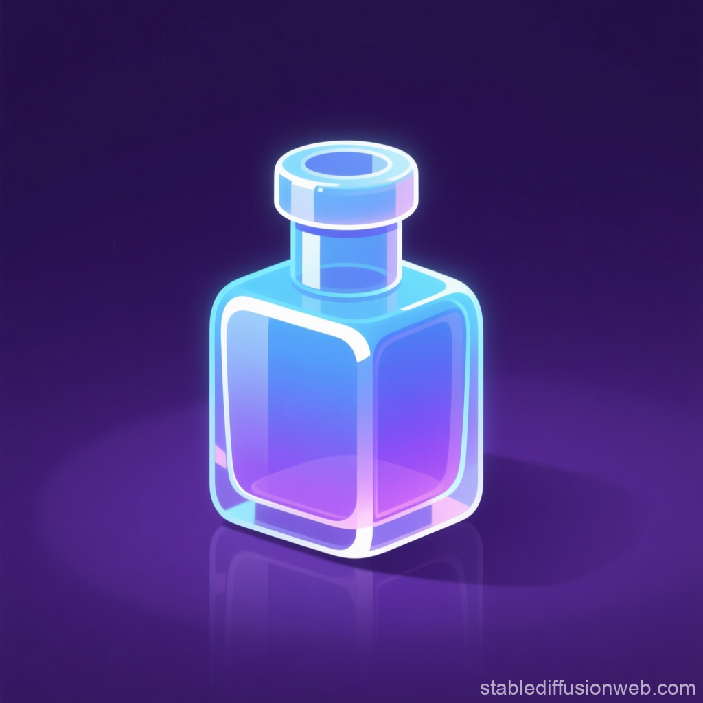 Stylized Glowing Glass Bottle with Gradient Colors