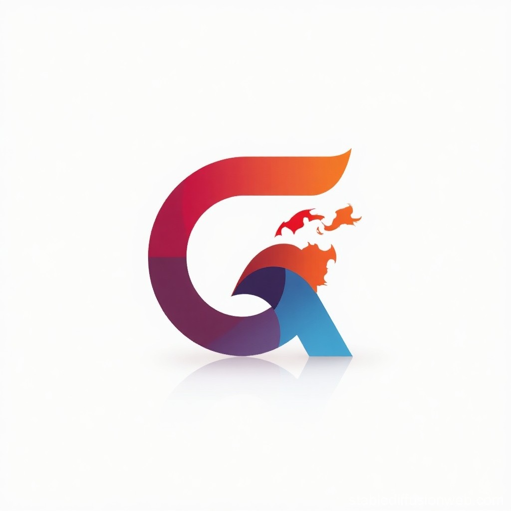 Stylized Gradient Letter G with Flame Design