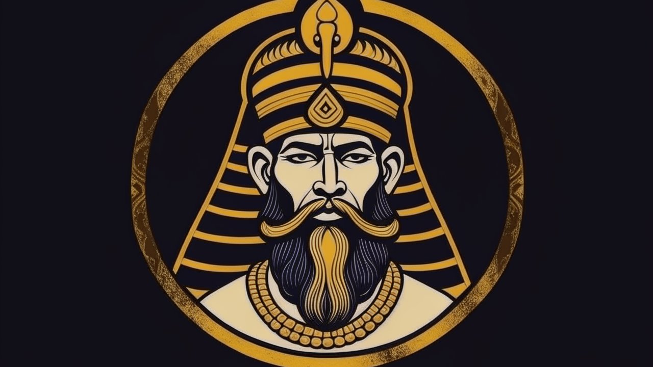 Stylized Illustration of a Regal Ancient King