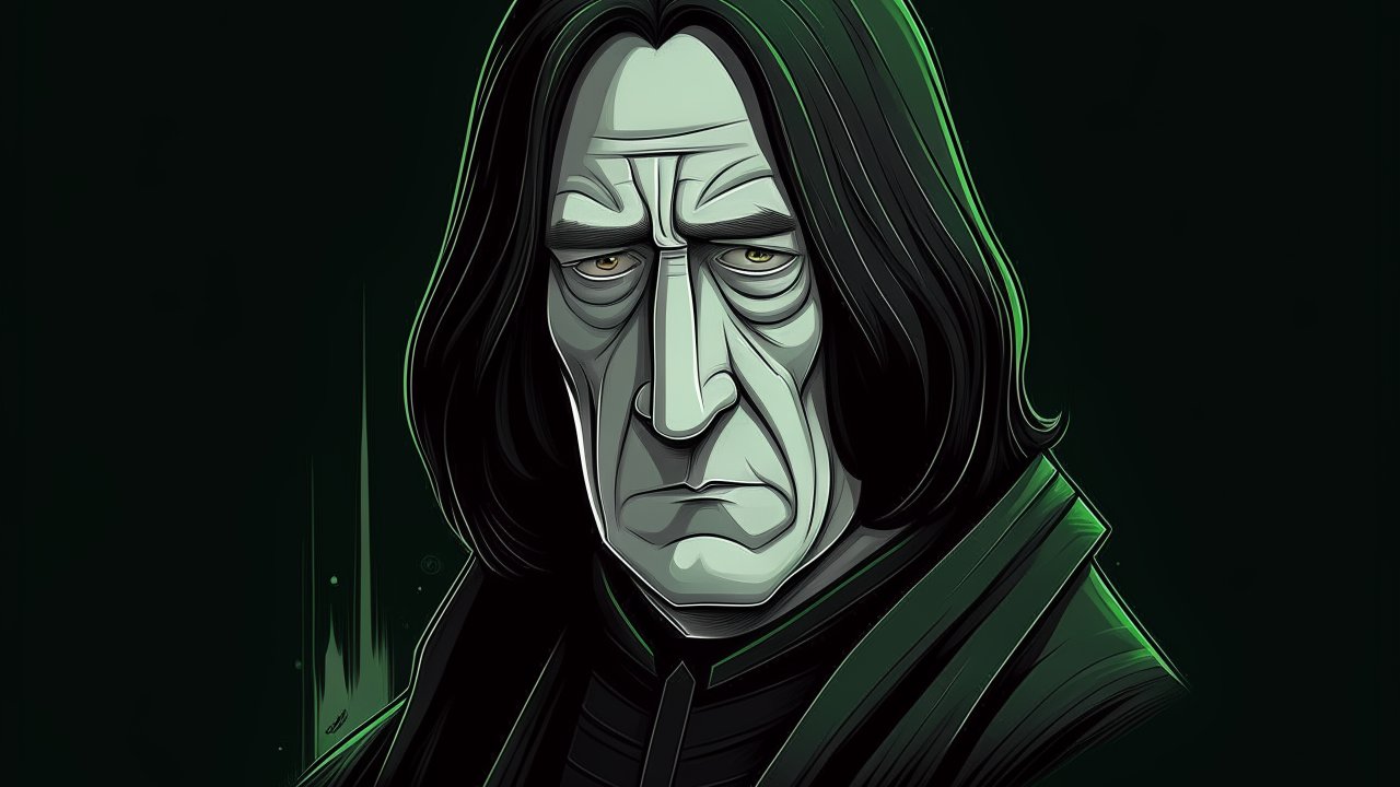 Stylized Illustration of a Somber Character with Dark Hair